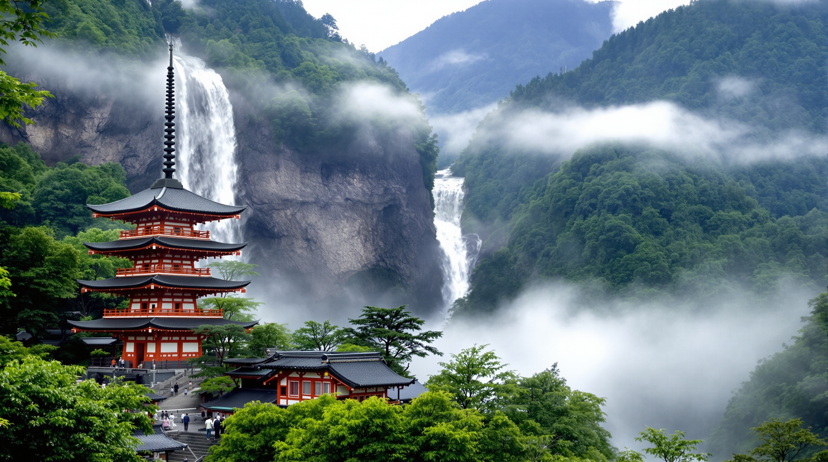 Nachi Falls with the Seiganto-ji pagoda