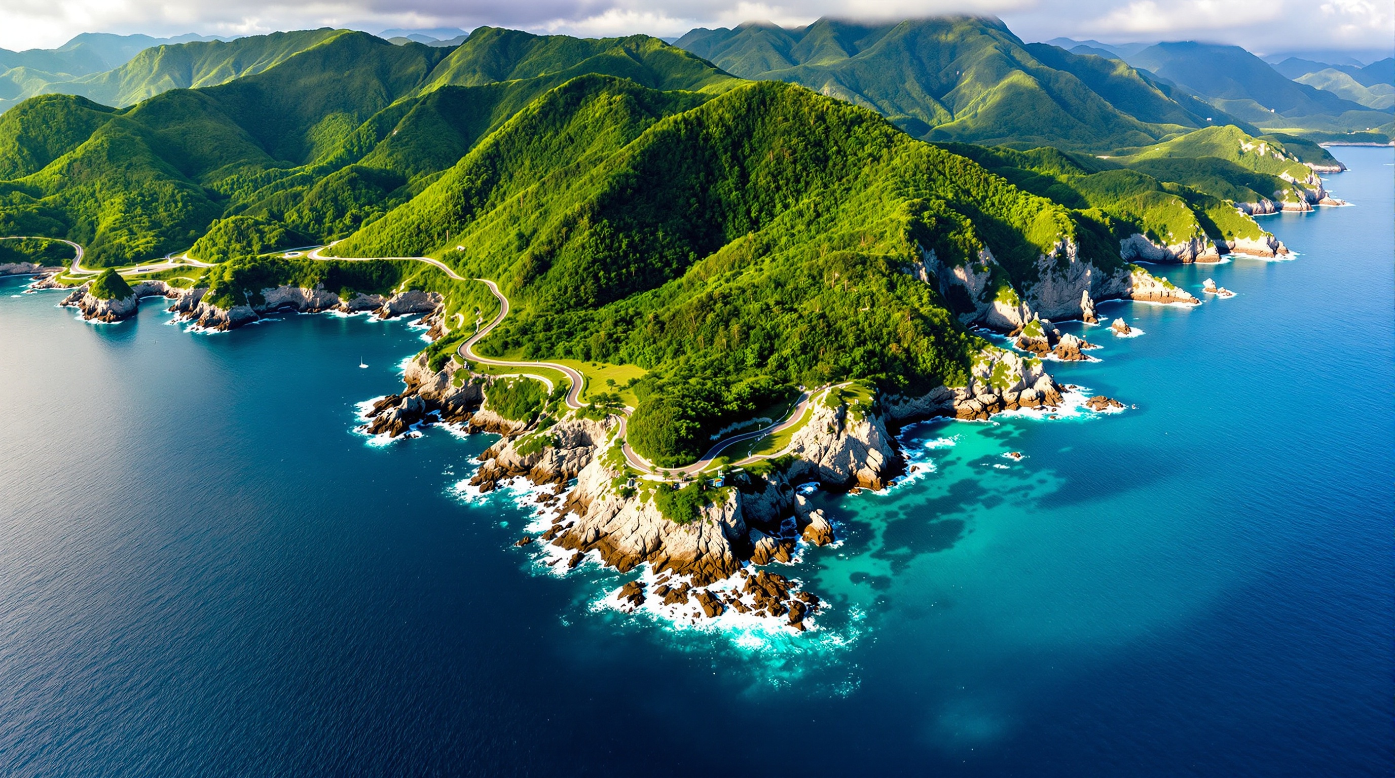Aerial view of the Kii Peninsula coastline